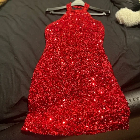 luminous sequin velvet maxi dress - red Vestido Maxi de Terciopelo Luminous Sequin - Rojo